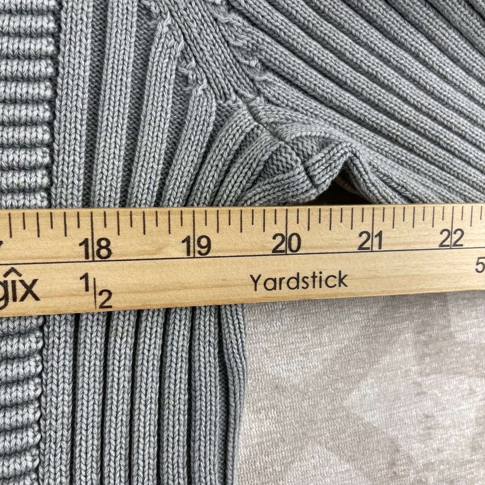 Calvin Klein Full Zip Cardigan Mens Large Grey Ribbed Knit Pocket Sweater - Picture 3 of 9